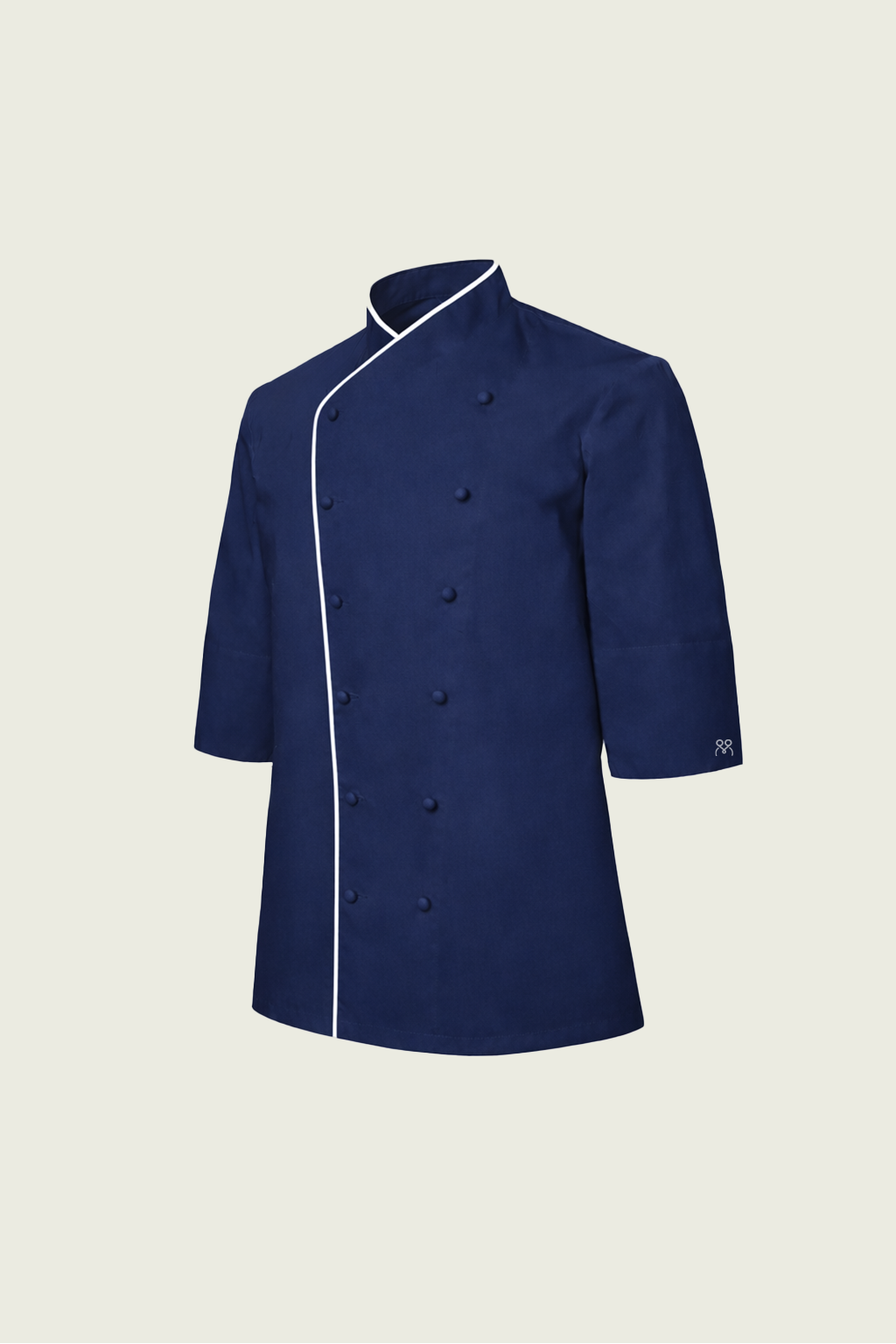 Lacivert Çift Düğmeli Şef Ceketi - Beyaz Biyeli | Mole Uniform