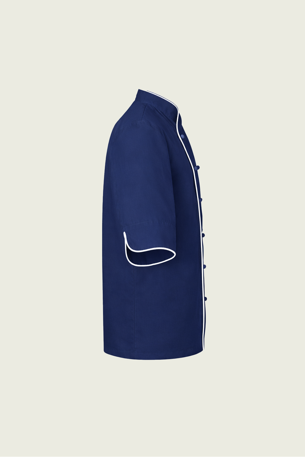 Lacivert Çift Düğmeli Şef Ceketi - Beyaz Biyeli | Mole Uniform