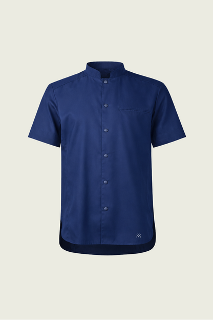 Lacivert kısa kollu tek sıra çıtçıtlı şef ceketi - Mole Uniform