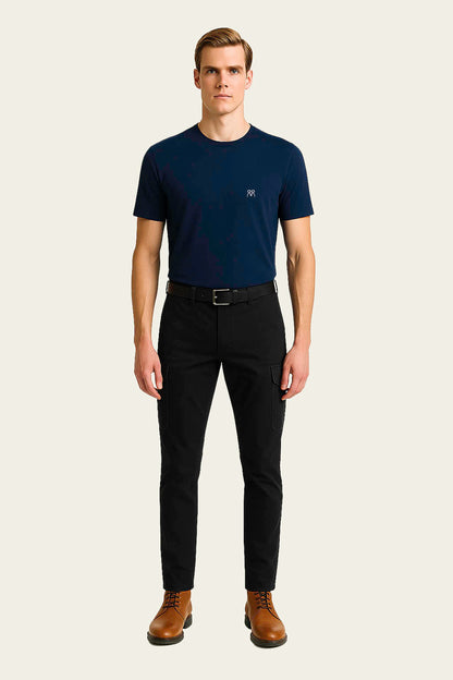 Lacivert Kısa Kollu İş T-Shirt - Bisiklet Yaka | Mole Uniform