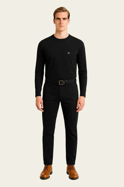 Black Long-Sleeve Work T-Shirt - Crew Neck | Mole Uniform