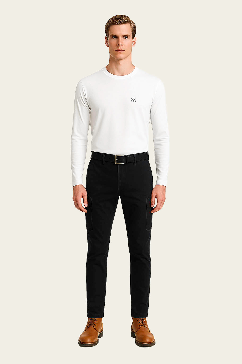 White Long-Sleeve Work T-Shirt - Crew Neck | Mole Uniform