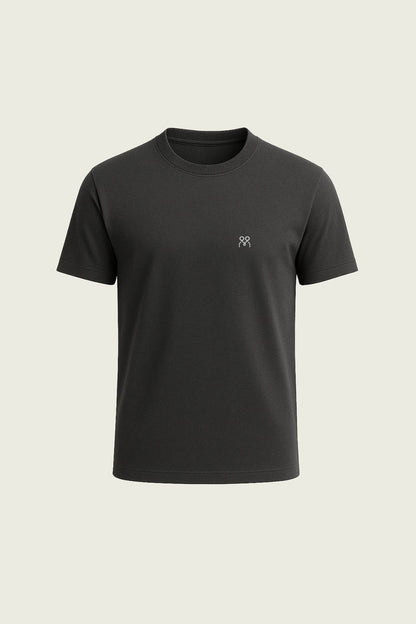 Koyu Gri Kısa Kollu İş T-Shirt - Bisiklet Yaka | Mole Uniform