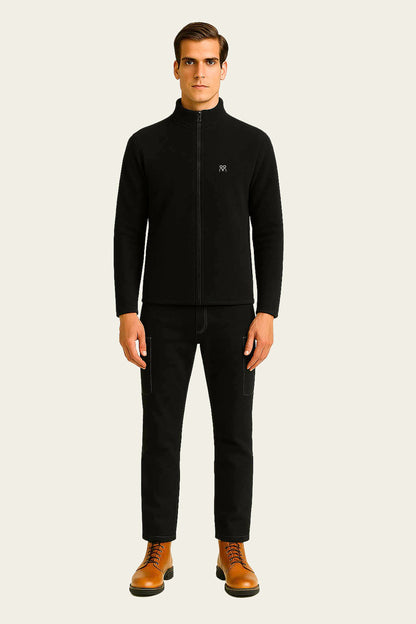 Black Fleece Cardigan Workwear - Long Sleeved Zipper | Mole Uniform