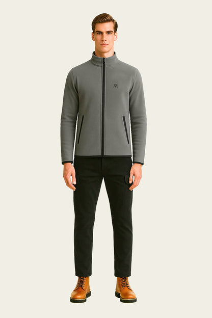 Dark Grey Fleece Cardigan Workwear - with Zipper Pockets | Mole Uniform