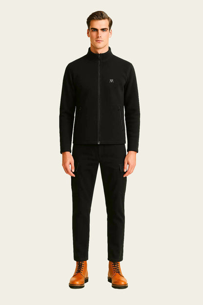 Black Fleece Cardigan Workwear - with Zipper Pockets | Mole Uniform