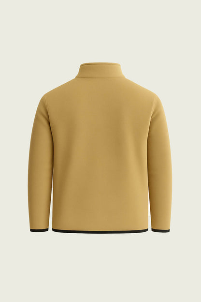 Beige Fleece Cardigan Workwear - Zippered Pockets | Mole Uniform