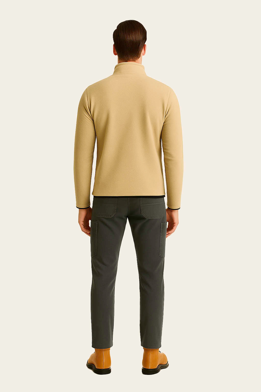 Beige Fleece Cardigan Workwear - Long-Sleeved Zipper | Mole Uniform