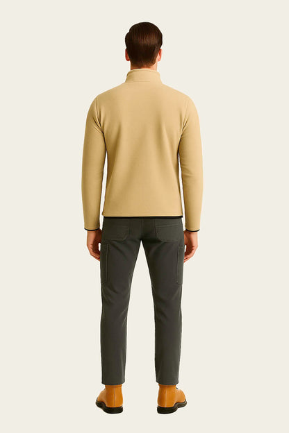 Beige Fleece Cardigan Workwear - Long-Sleeved Zipper | Mole Uniform