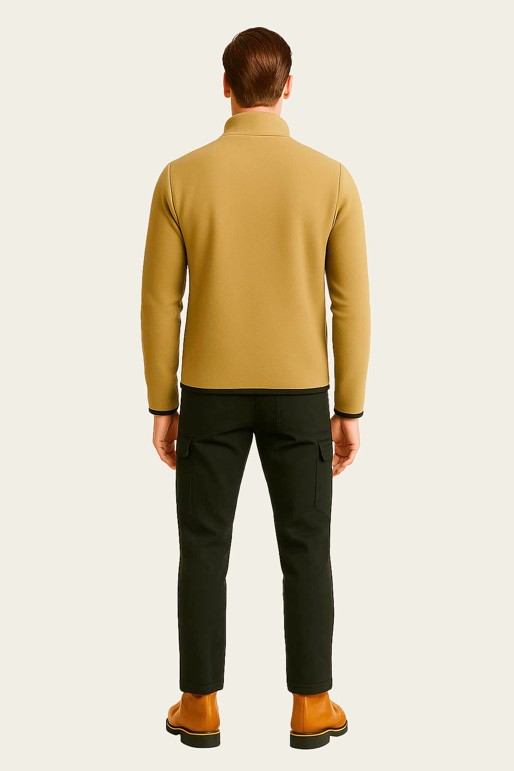 Beige Fleece Cardigan Workwear - Zippered Pockets | Mole Uniform