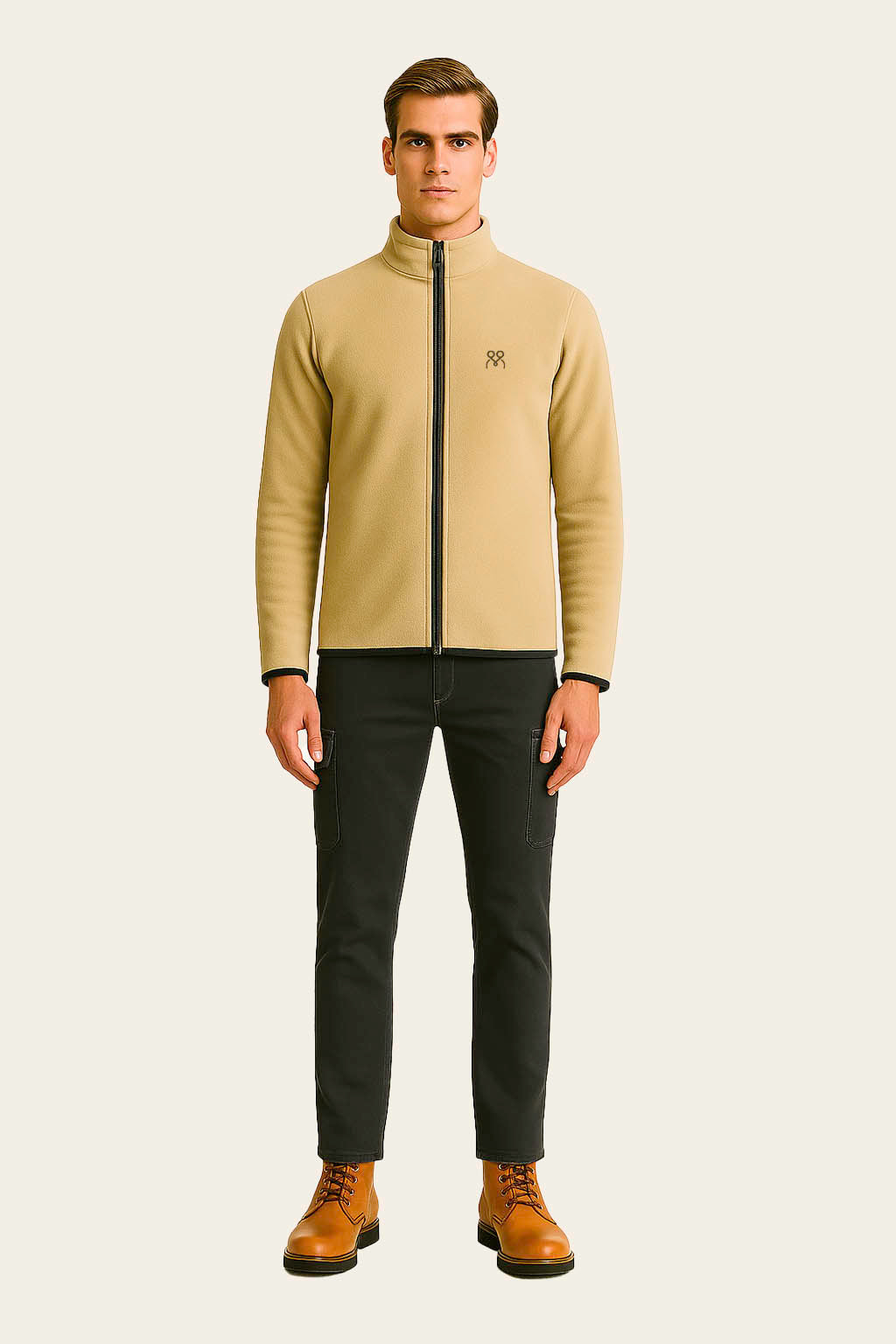 Beige Fleece Cardigan Workwear - Long-Sleeved Zipper | Mole Uniform