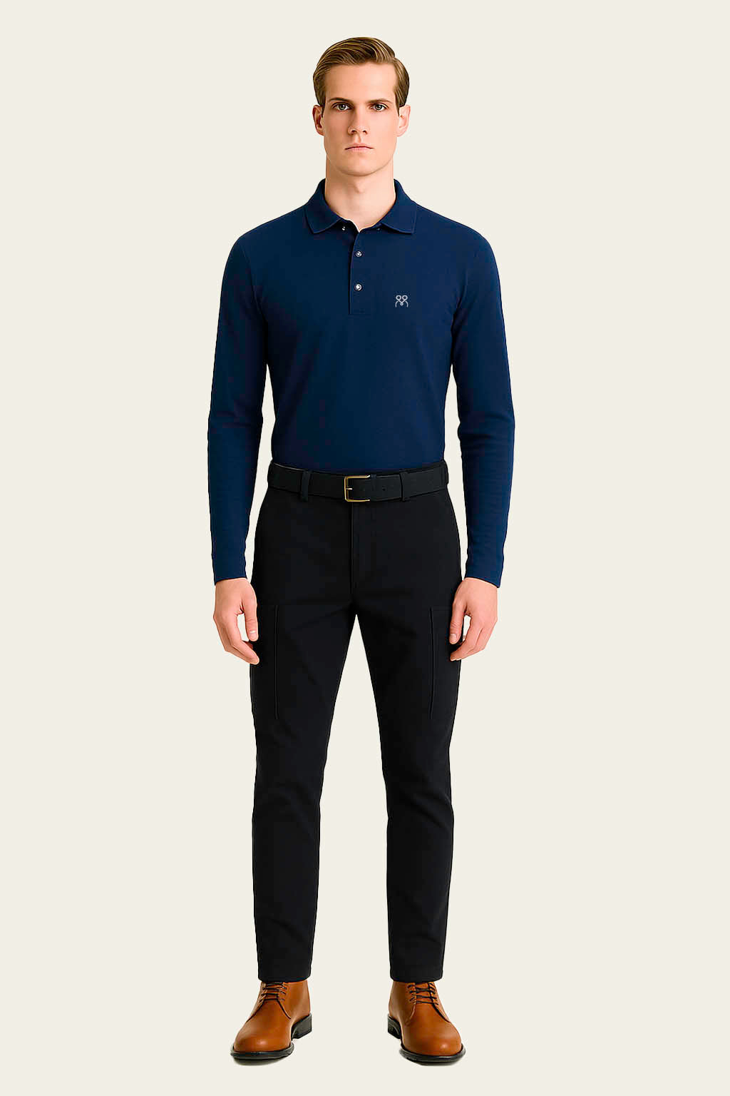 Lacivert Uzun Kollu İş T-Shirt - Polo Yaka | Mole Uniform