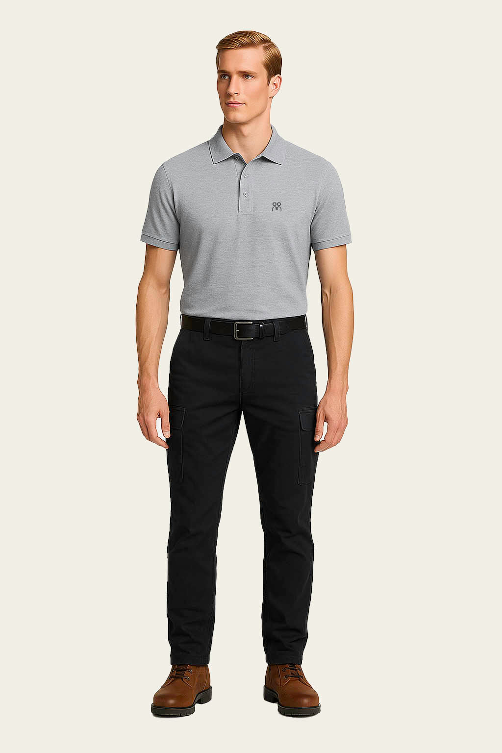 Light Grey Short-Sleeved Work T-Shirt - Polo Collar | Mole Uniform