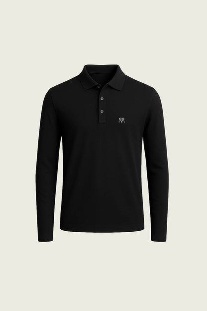 Siyah Uzun Kollu İş T-Shirt - Polo Yaka | Mole Uniform