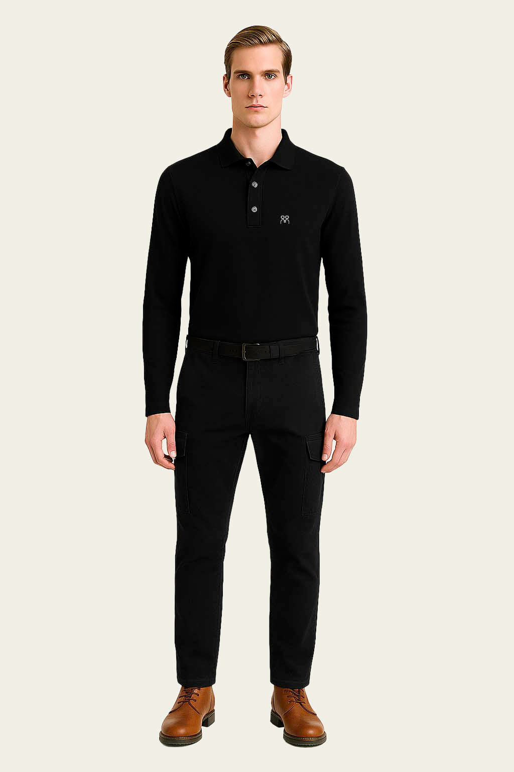 Siyah Uzun Kollu İş T-Shirt - Polo Yaka | Mole Uniform