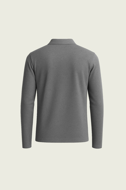Açık Gri Uzun Kollu İş T-Shirt - Polo Yaka | Mole Uniform