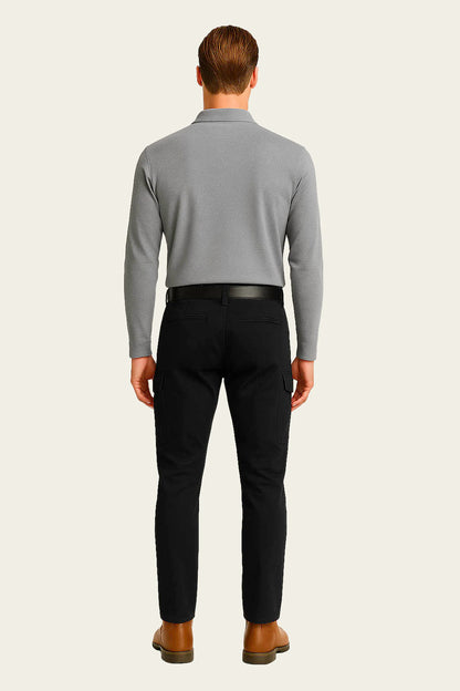 Açık Gri Uzun Kollu İş T-Shirt - Polo Yaka | Mole Uniform