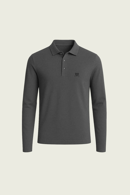 Koyu Gri Uzun Kollu İş T-Shirt - Polo Yaka | Mole Uniform