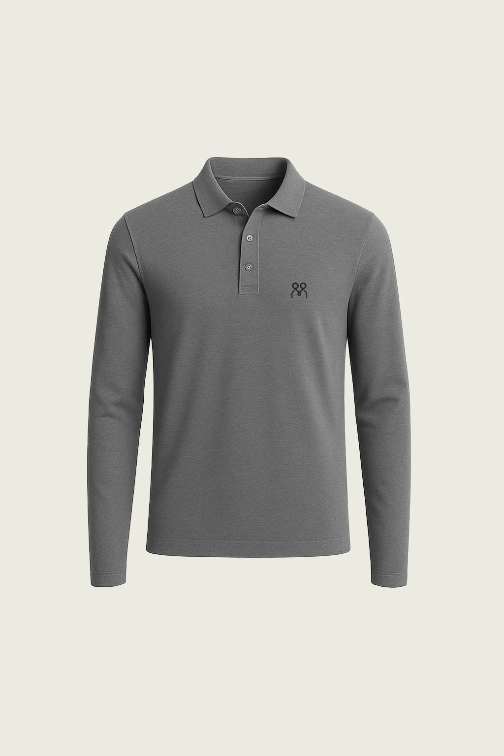 Açık Gri Uzun Kollu İş T-Shirt - Polo Yaka | Mole Uniform