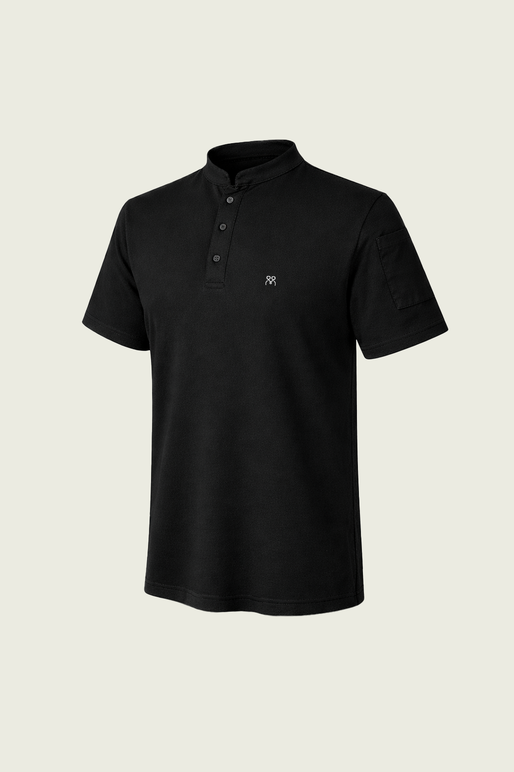 Black Mandarin Collar Button-Down Chef T-shirt | Mole Uniform