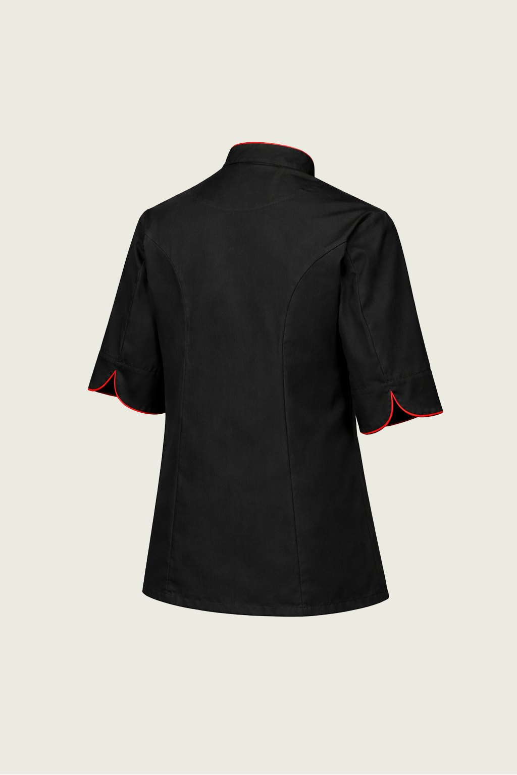 Siyah Çift Düğmeli Şef Ceketi - Kırmızı Biyeli | Mole Uniform