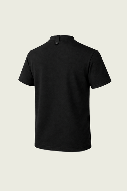 Black Mandarin Collar Button-Down Chef T-shirt | Mole Uniform