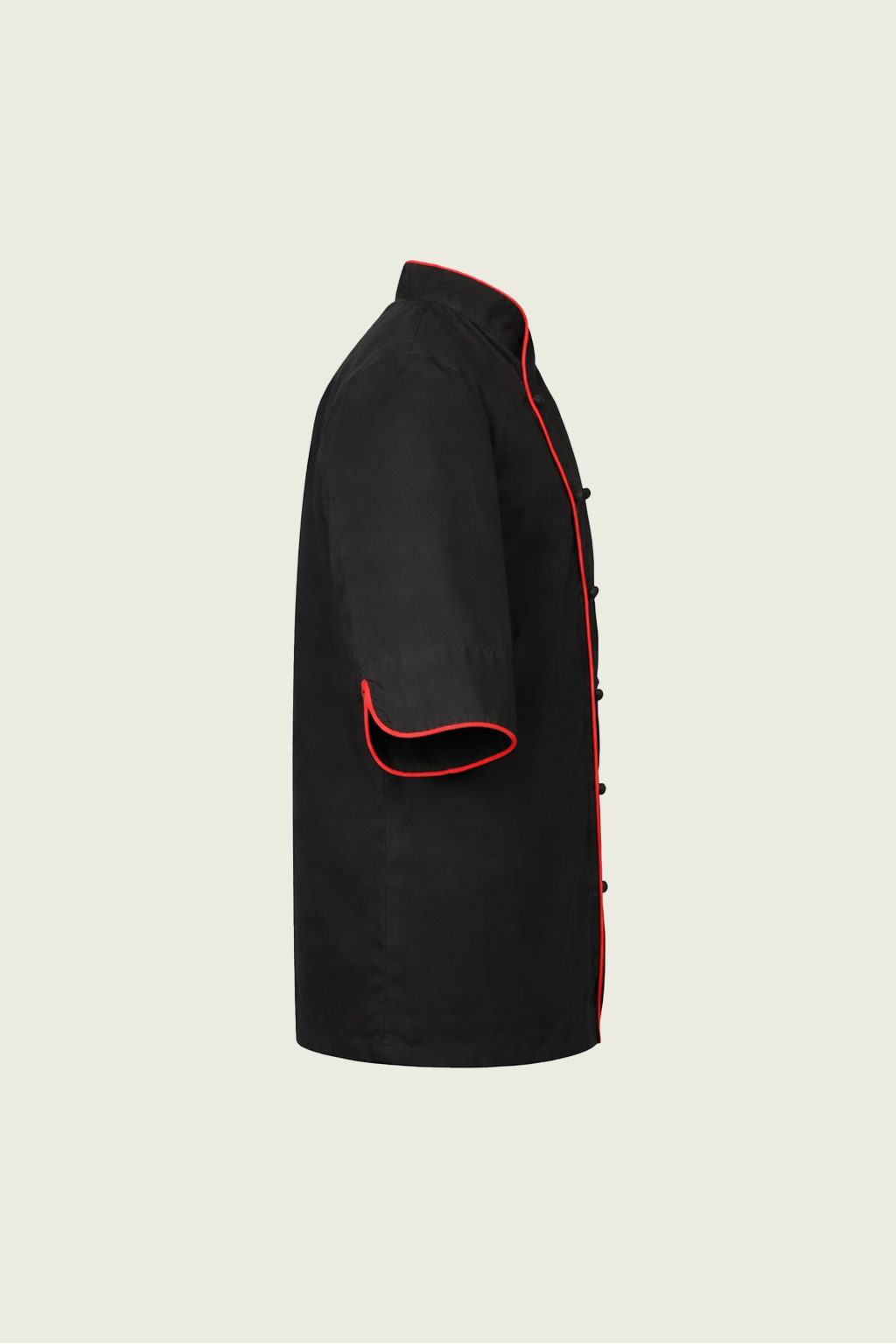 Siyah Çift Düğmeli Şef Ceketi - Kırmızı Biyeli | Mole Uniform