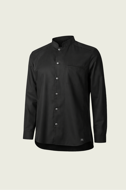 Siyah tek sıra çıtçıtlı modern şef ceketi - Mole Uniform